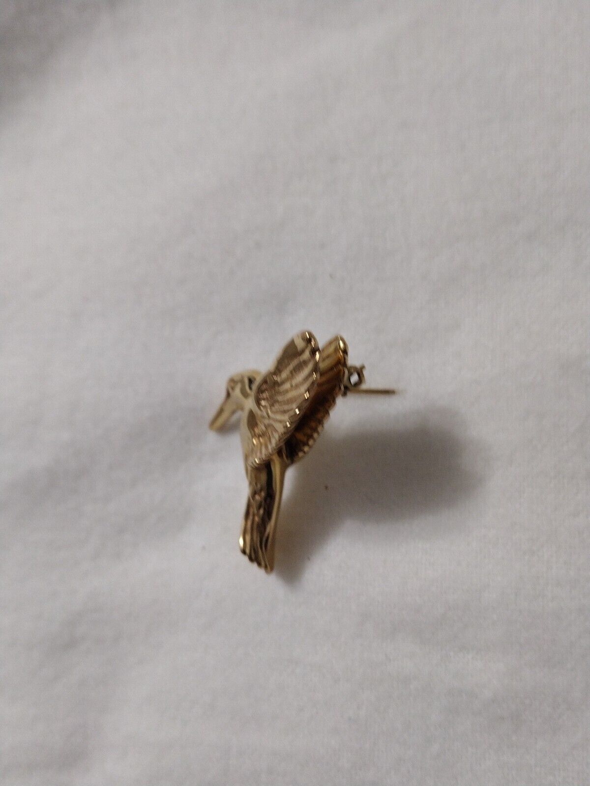 Vintage 14K Yellow Gold Hummingbird PIN BROOCH  1… - image 3