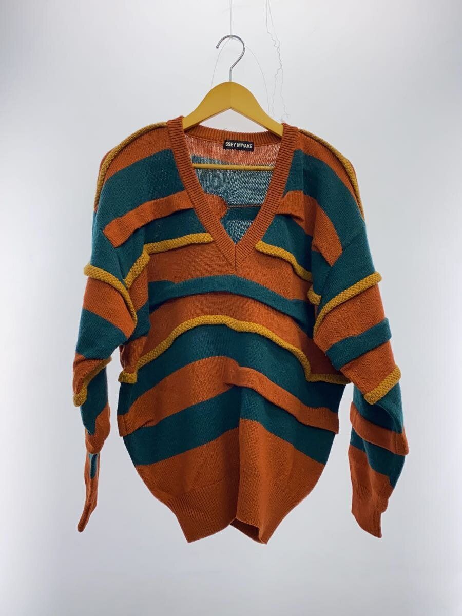 ISSEY MIYAKE knit sweater (thick M wool Orange bo… - image 1