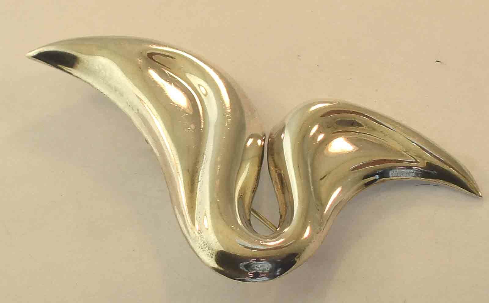 VINTAGE STERLING SILVER MODERNIST PIN BROOCH - image 1