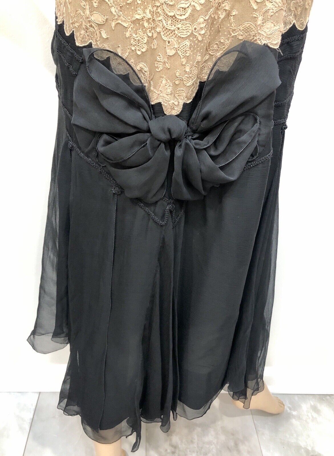 VTG Antique 1920s SILK CHIFFON FLAPPER DRESS w/TA… - image 8