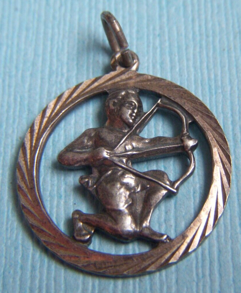 Vintage Sagittarius archer zodiac silver charm - image 1