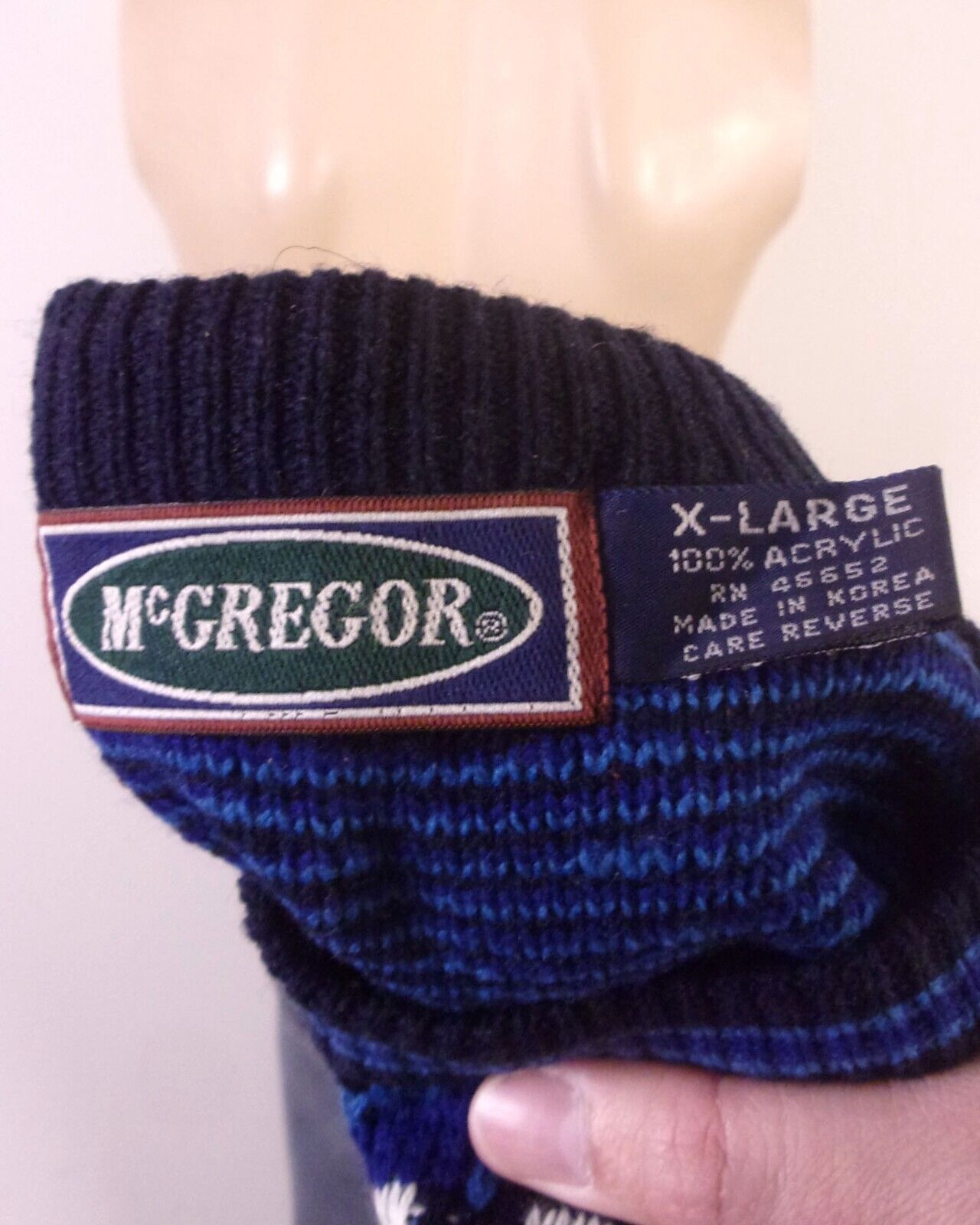 vintage 80s 90s McGregor Blue Wild Abstract Knit … - image 4