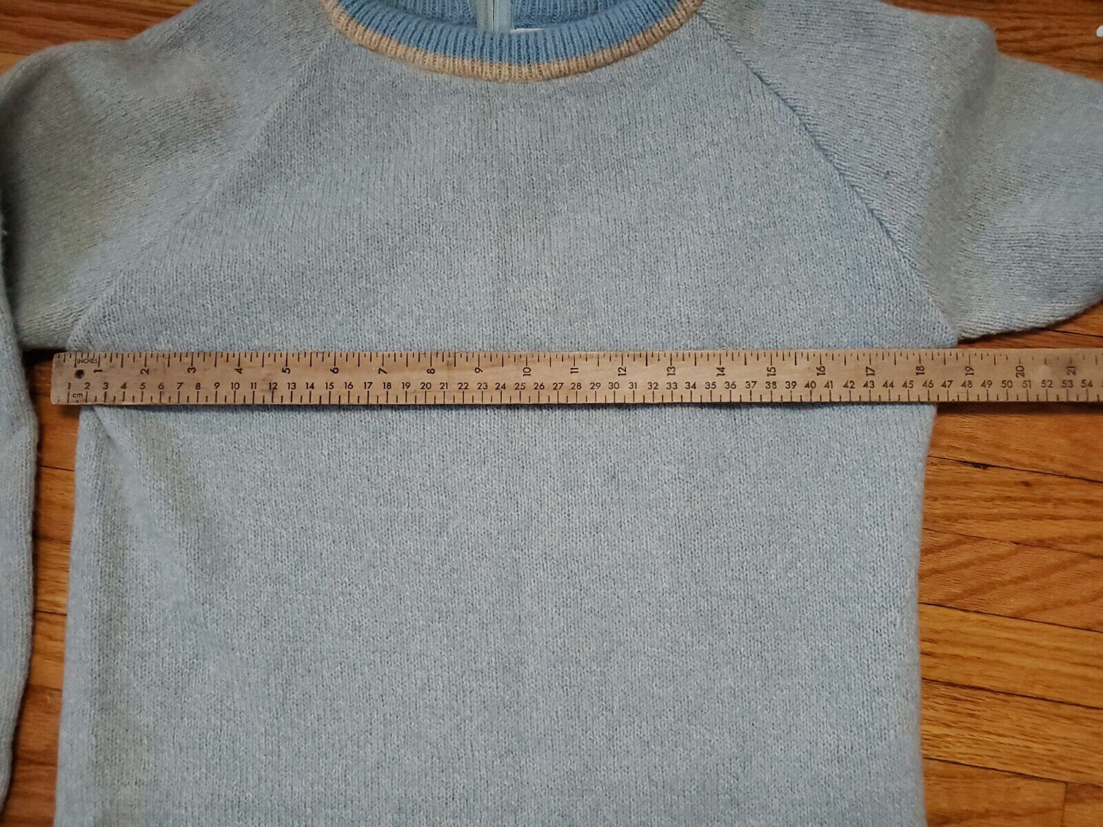 Sears Vintage 70s Shetland Wool Blue Green Knit S… - image 13