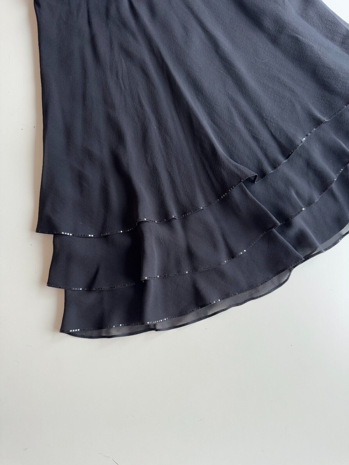 ST. JOHN EVENING Black Silk Chiffon Ruffle Asymme… - image 7