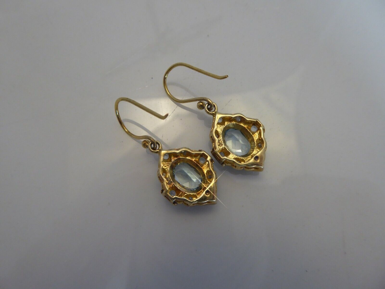 VINTAGE 9CT GOLD AND SILVER SET DIAMOND & BLUE TO… - image 7