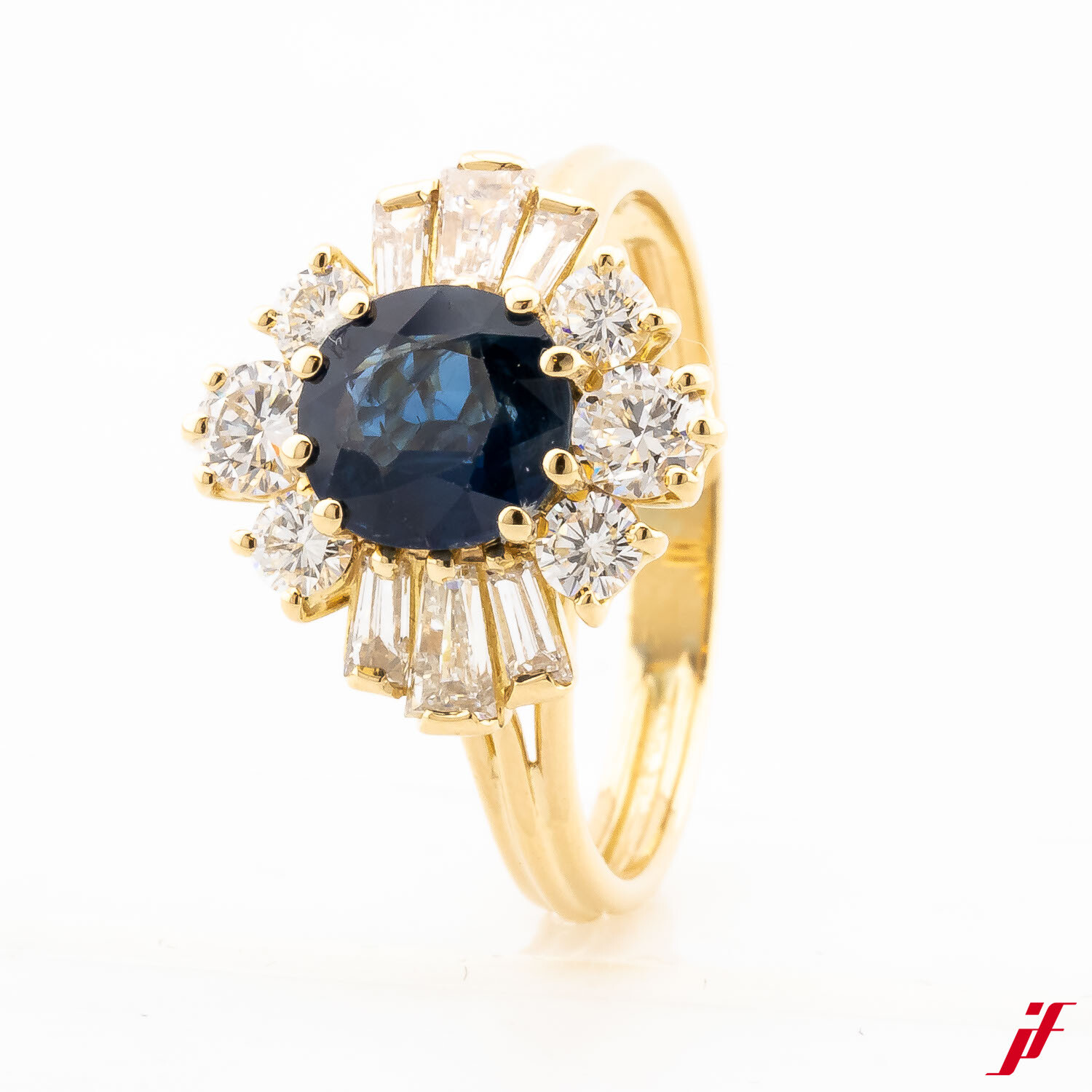 Ring 750/18K Yellow Gold 1 Finest Sapphire 1.6 Ct… - image 1