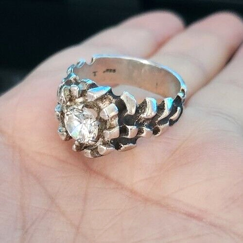 Vintage Sterling Silver Retro Nugget Ring Band Si… - image 5