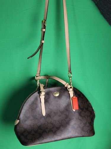 COACH Peyton Signature Cora Domed Satchel Handbag… - image 1