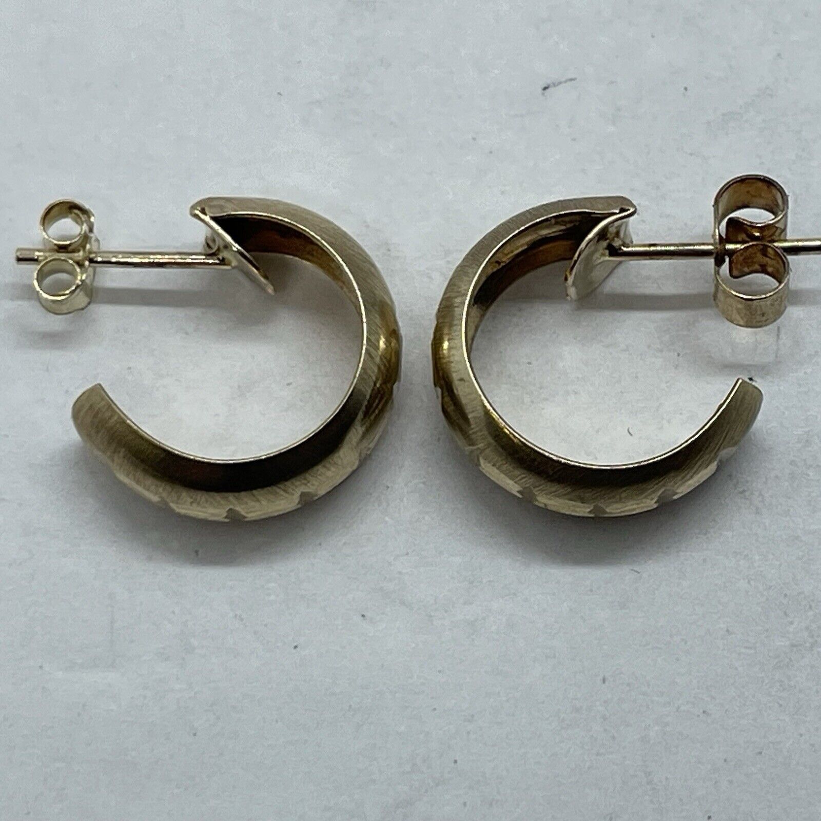 9ct Yellow Gold Wedding Band Hoop Stud Earrings - image 5