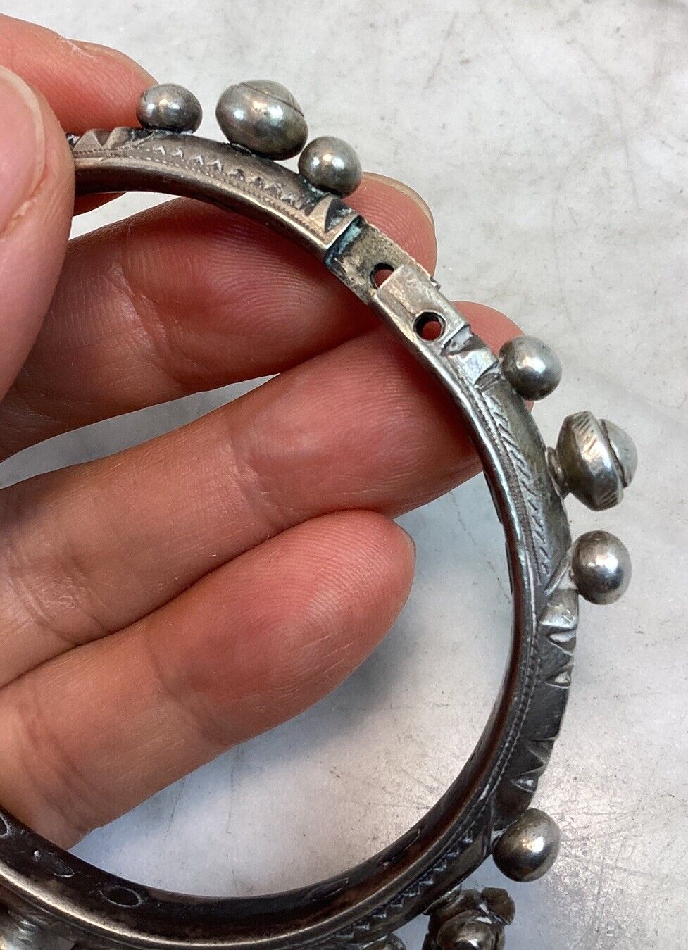 Antique Vintage Morocco Silver Mizam Bangle Brace… - image 17