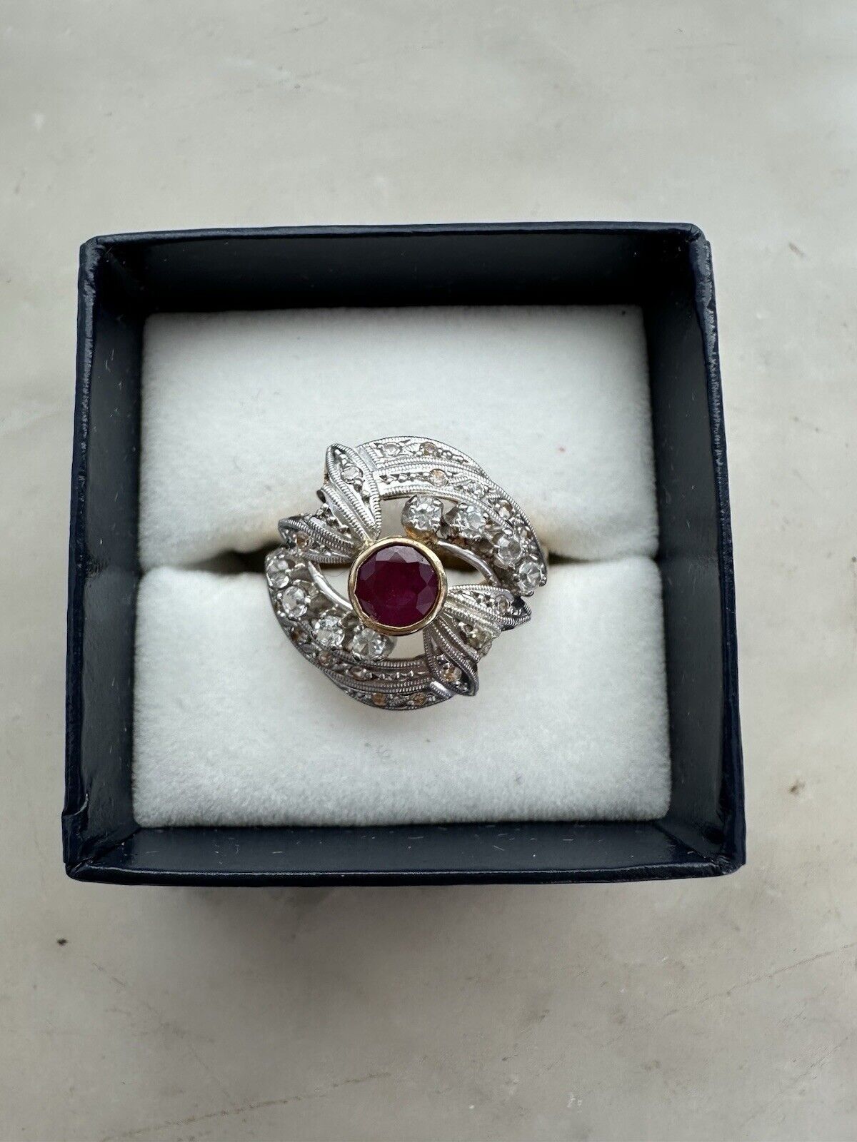 14K Yellow Gold Ruby and Diamond Ring - image 2