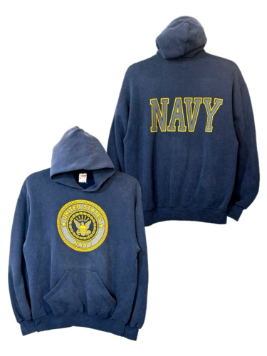 Vintage US Navy Hoodie Sweatshirt L Soffe USA-Made