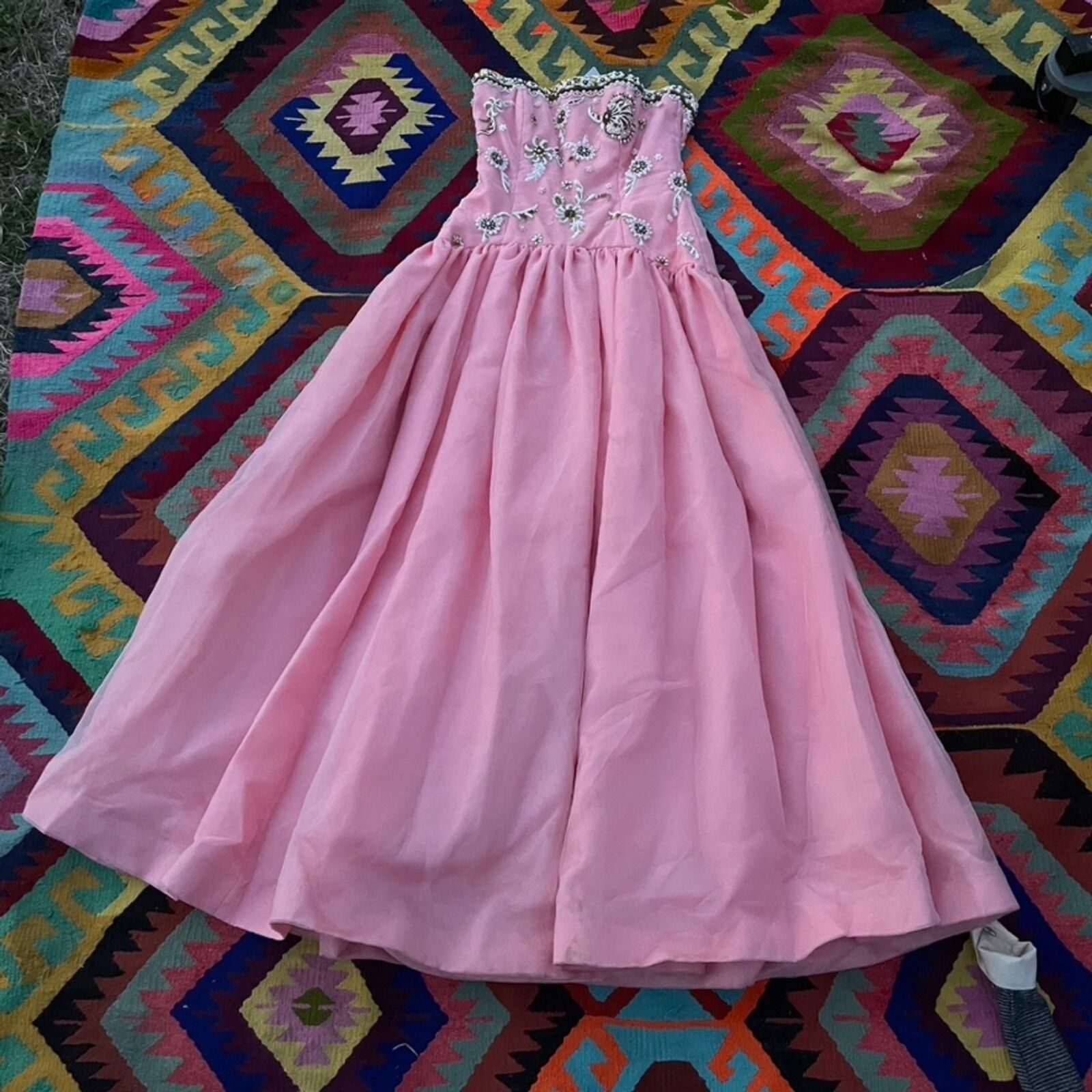 Vintage Pink Embellished Victor Costa Formal Dres… - image 1