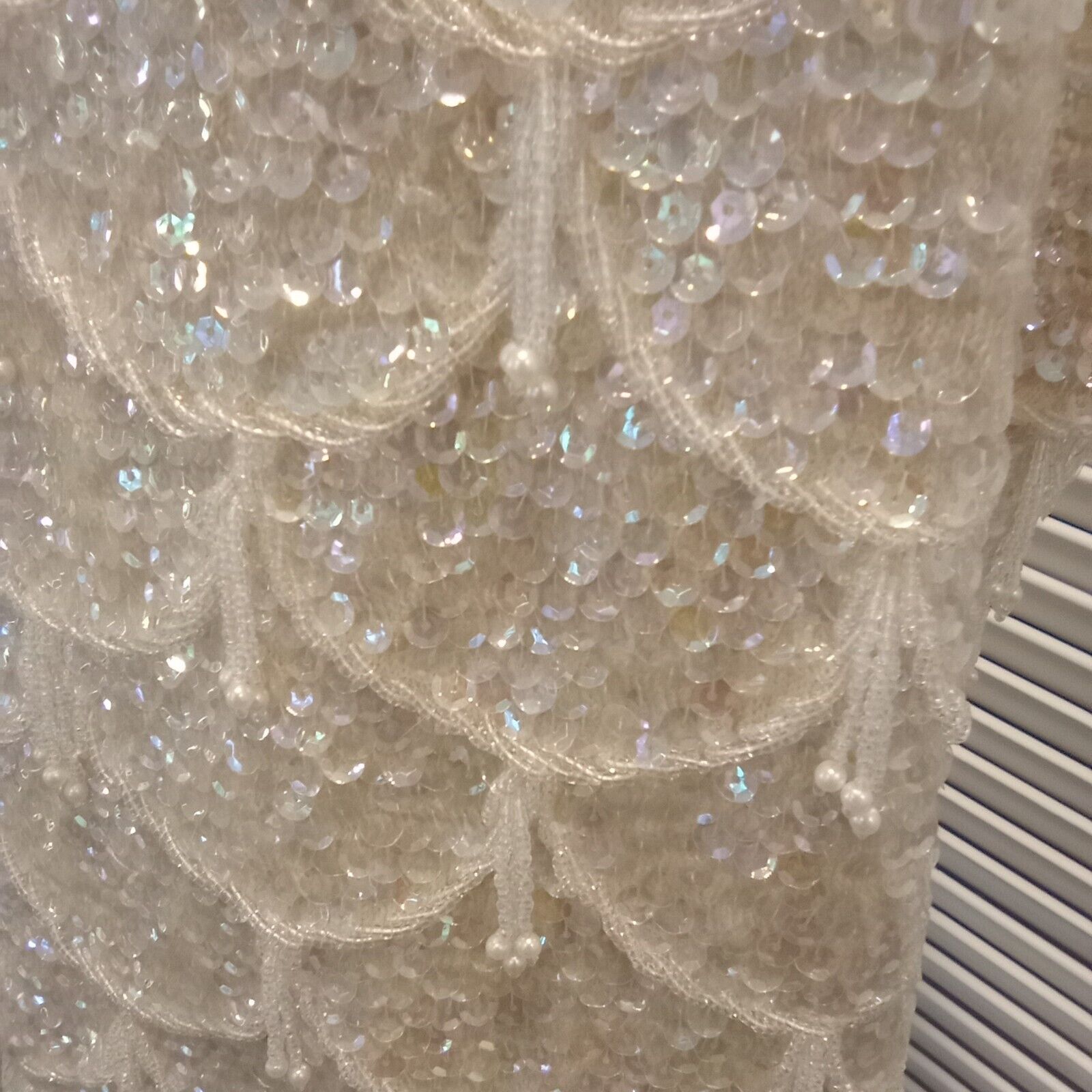 Vtg 1960's Sequined Beaded Ivory Sleeveless Party… - image 2