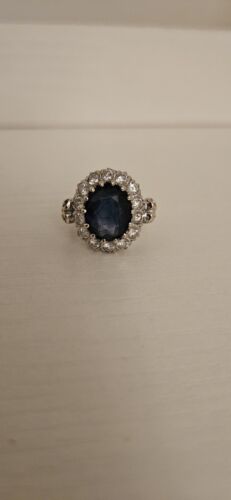 14k White Gold - Sapphire (Lab Created) & Diamond 