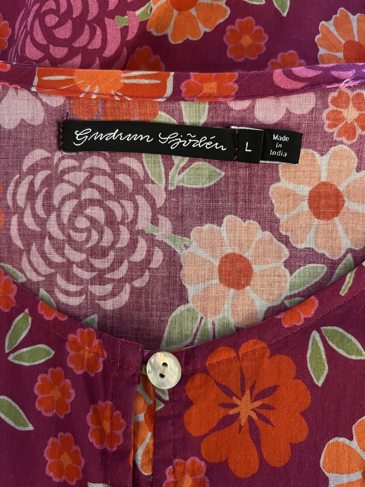 GUDRUN SJODEN 100% COTTON FLORAL PRINT BUTTON tun… - image 13