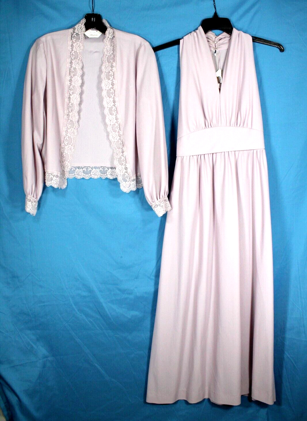 VTG JCPENNEY Lightweight CREPE Lilac LACE TRIM Zi… - image 3