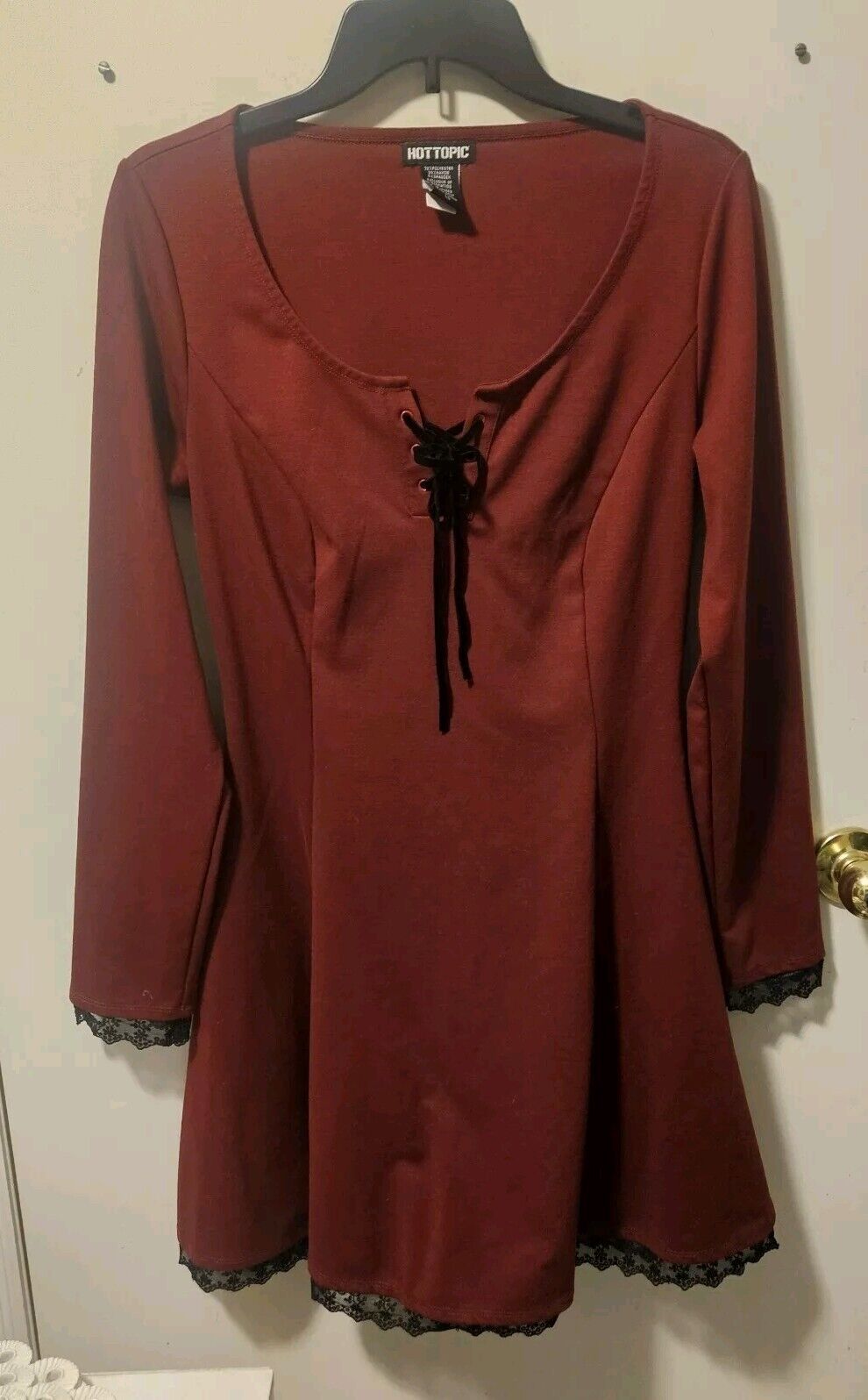 HOT TOPIC Stretch Corset Dress LARGE Burgundy W/ … - image 1