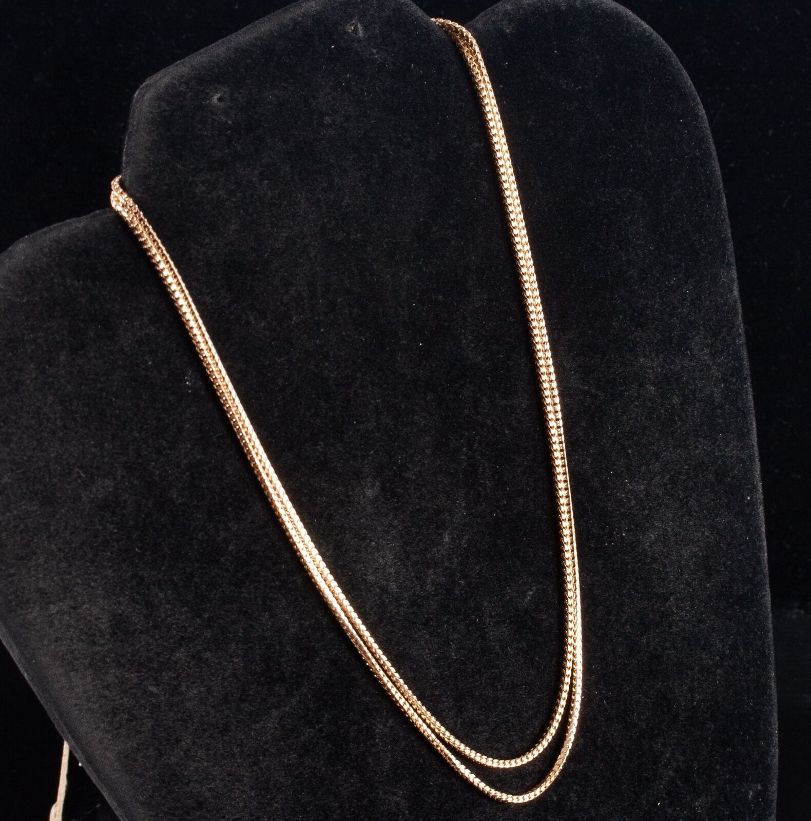 14k Yellow Gold Long Square Wheat Style Chain Nec… - image 5