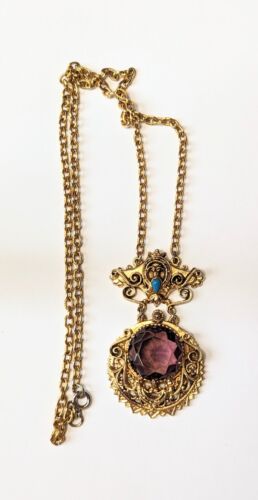 Vintage Victorian Revival Chain Pendant Necklace P