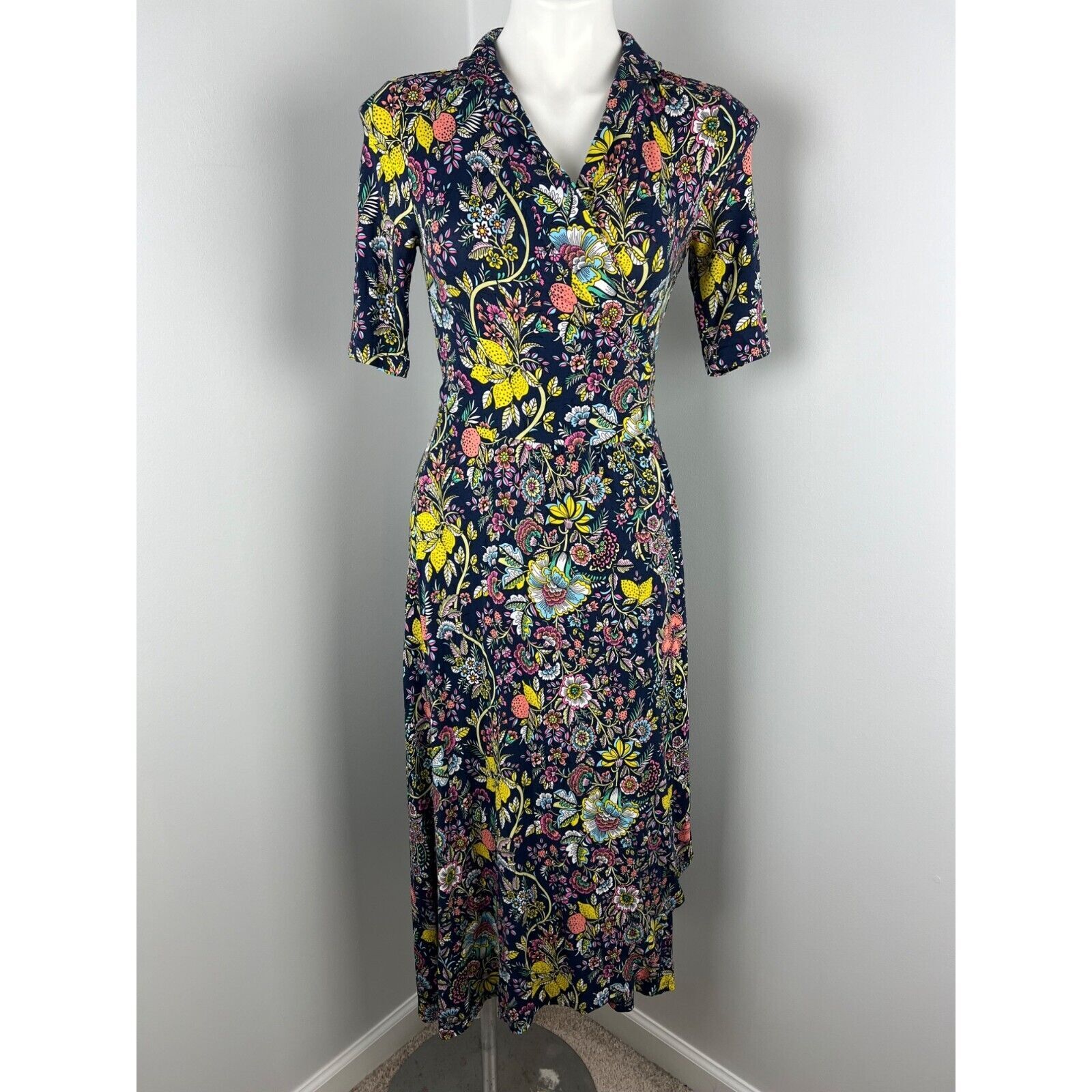 Boden Lavina Floral Print Jersey Knit Wrap Dress … - image 1