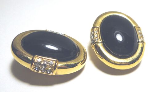 LARGE Vintage GIVENCHY PARIS Faux BLACK ONYX Oval… - image 1