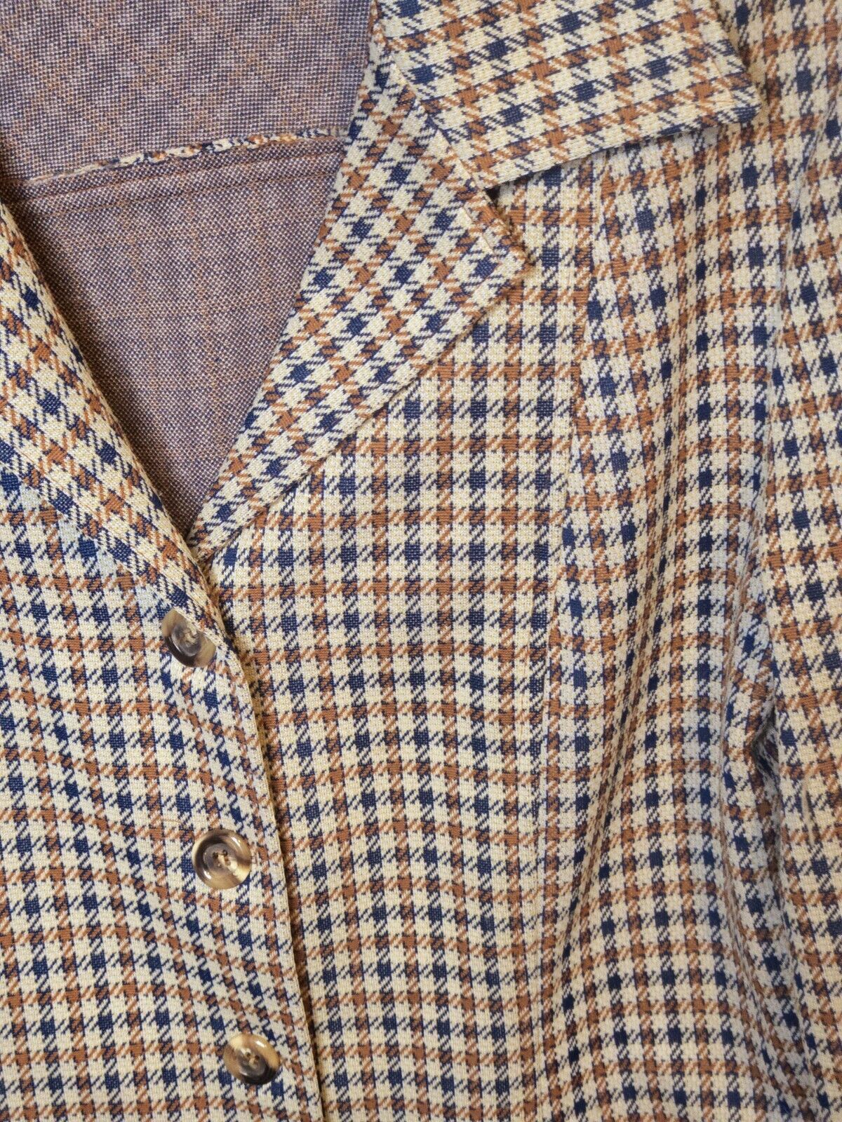 Vintage 60s 70s Sears Men's Houndstooth Plaid Bla… - image 2