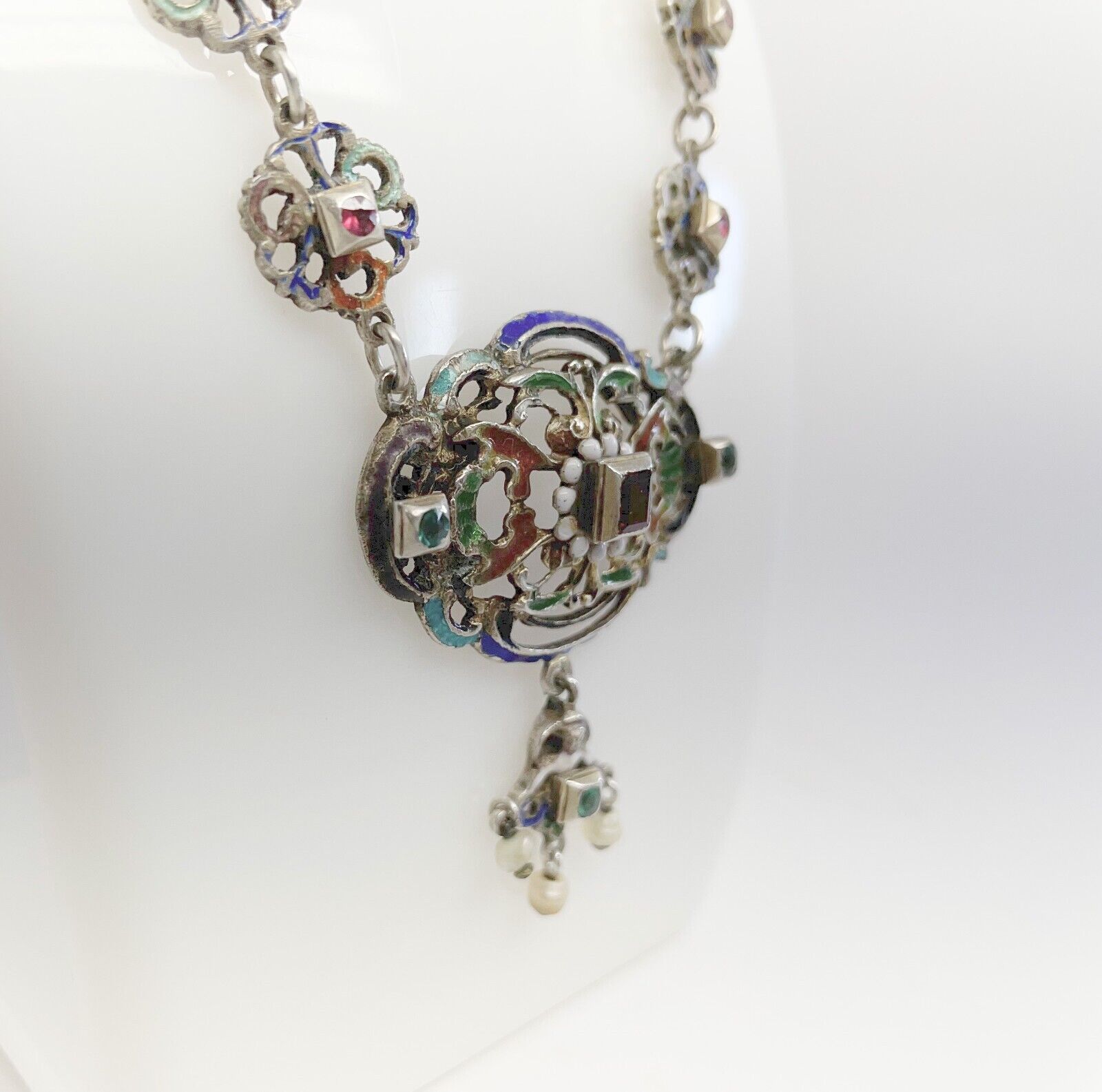 Austro Hungarian Silver, Garnet, Enamel , Emerald… - image 2