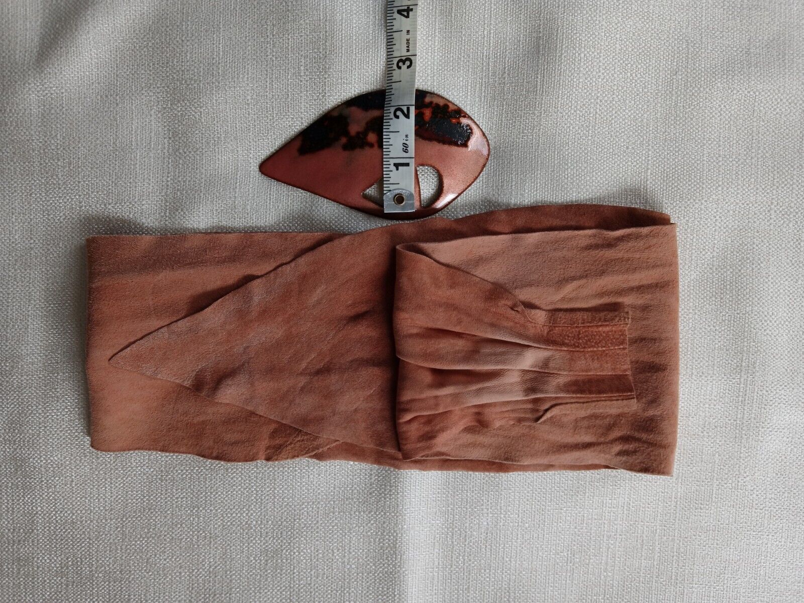 Vintage Designer Boho Belt Of Cinnamon Suede With… - image 7