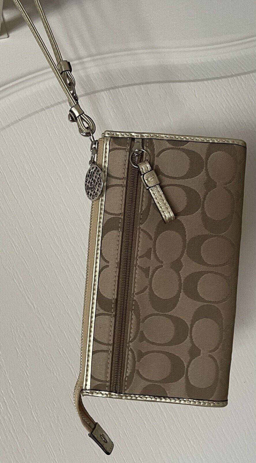 Coach Wristlet-Wallet Signature Sateen Metallic G… - image 3