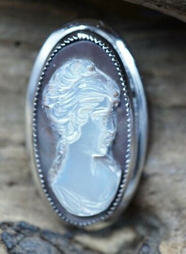 Signed CC Vintage Sterling Silver 925 Cameo Pendan