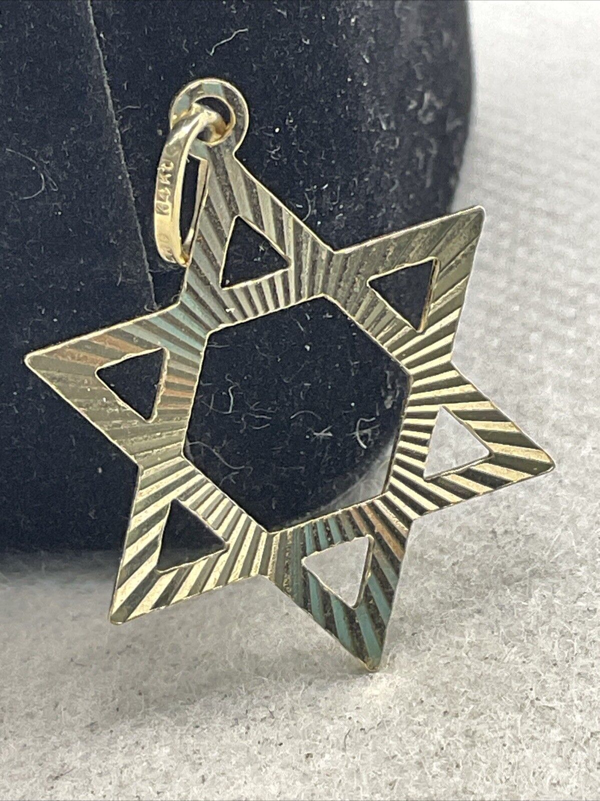 Solid 14K Yellow Gold Diamond Cut Jewish STAR of … - image 15