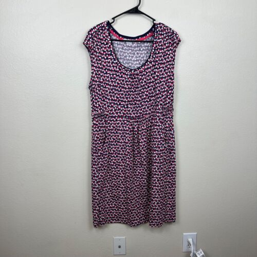 Boden Weekend Jersey Knit Dress US 14 R Pink Navy… - image 1