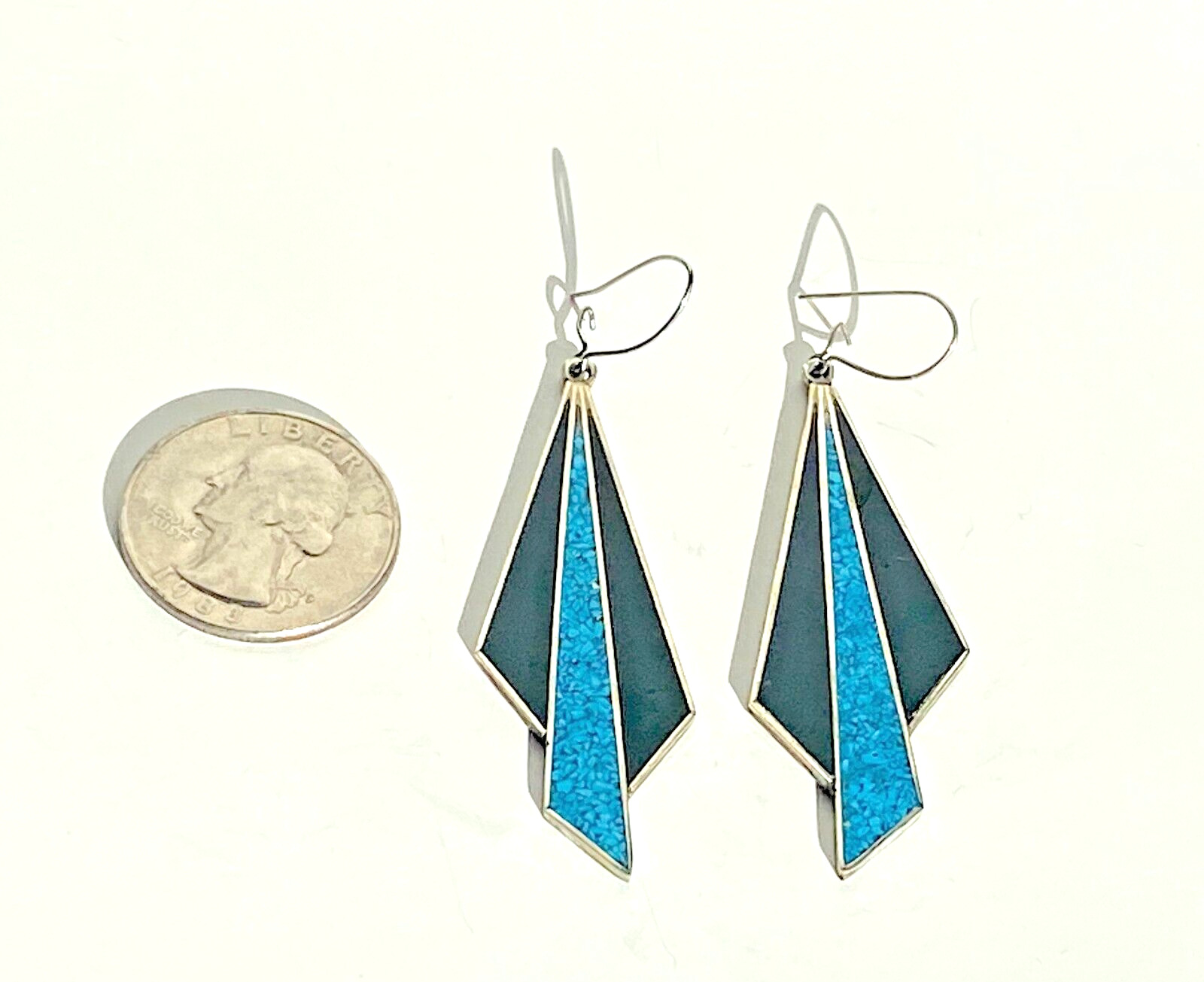 Vintage Modernist Sterling Silver and Turquoise I… - image 2