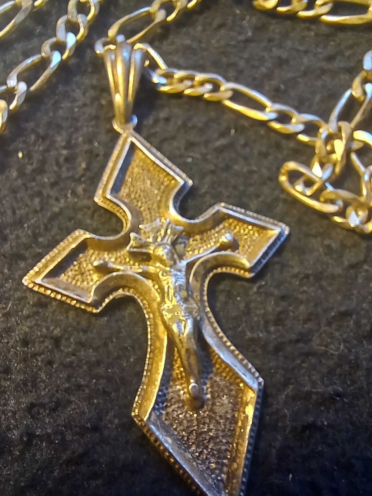 Solid Sterling Silver Crucifix and Sterling Chain… - image 1