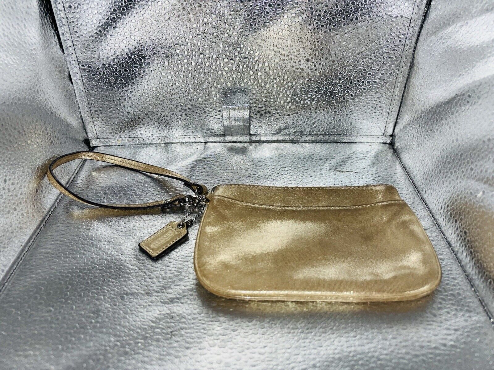 COACH Wristlet Metallic Poppy Wristlet GOLD Shimm… - image 1