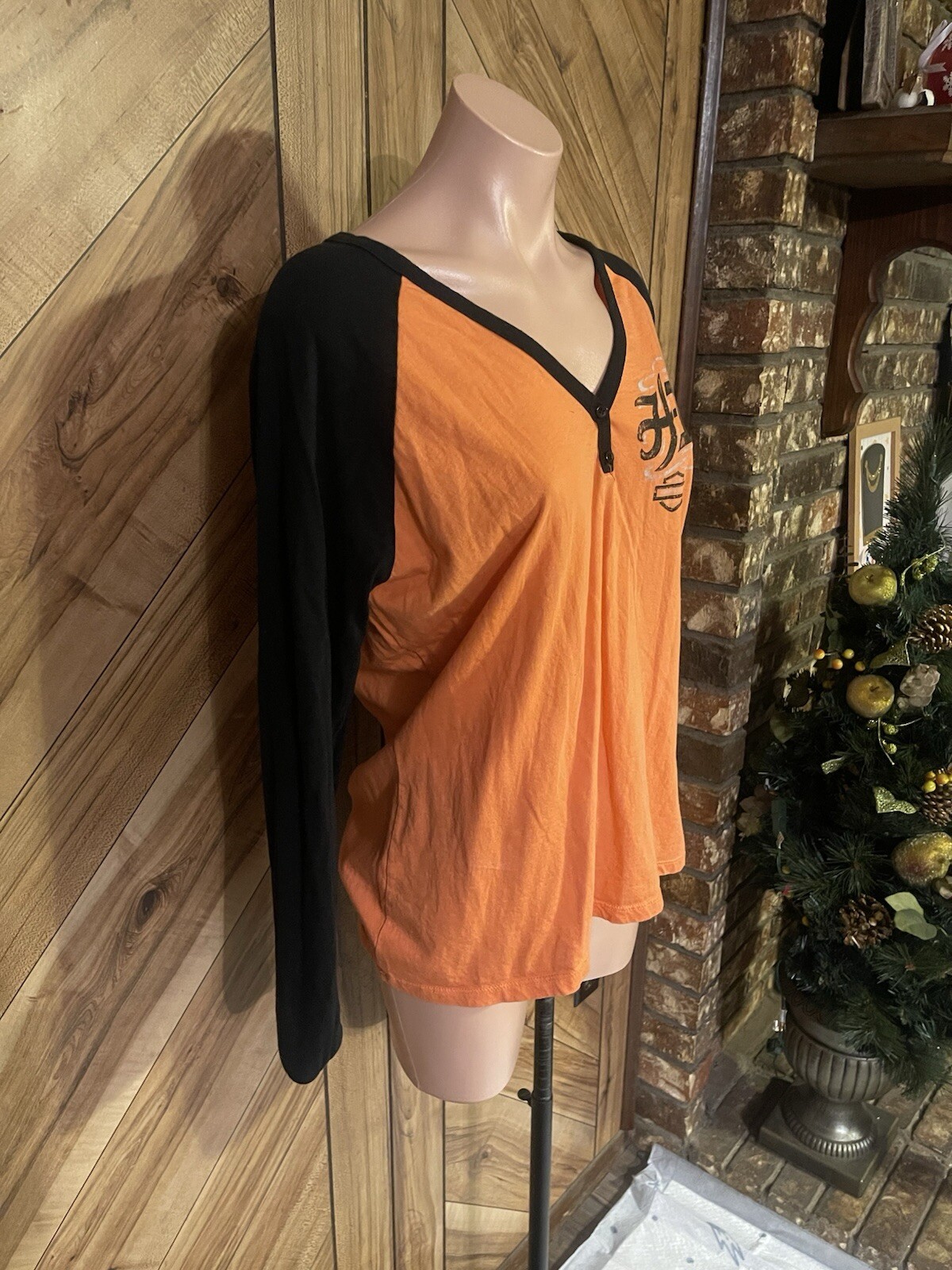 Harley-Davidson Women’s XL Black And Orange Long … - image 4