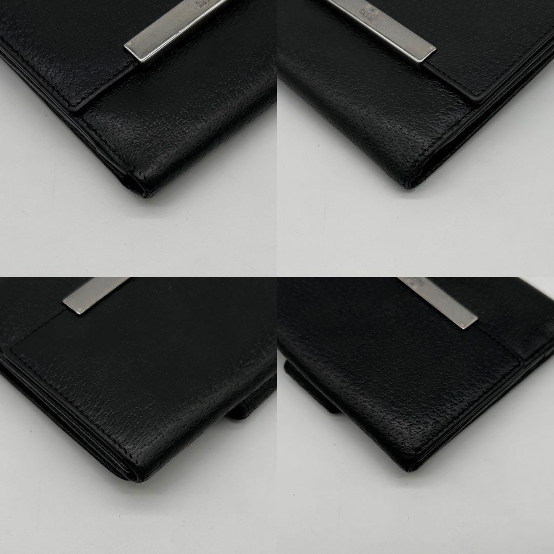 Gucci Vintage Black Leather Bifold Wallet with Go… - image 9