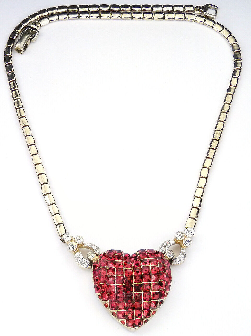 Corocraft Gold Pave and Invisibly Set Ruby Heart … - image 6