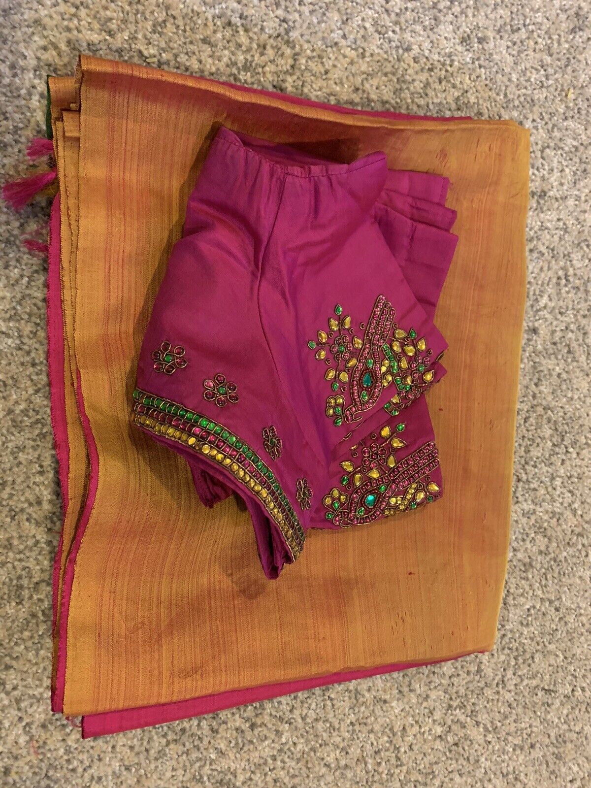 beautiful multi color pure kanchi silk saree with… - image 10