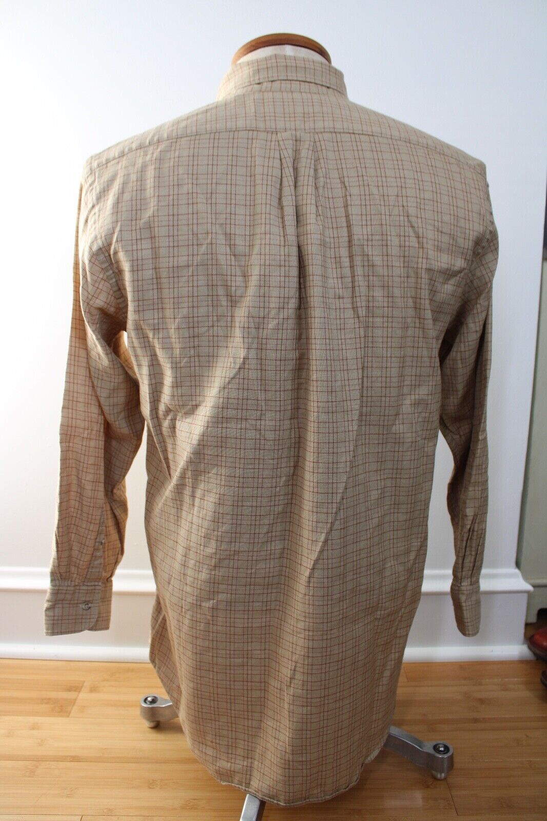 Vtg 90s Lands End 15.5 32 Brown Check Long Sleeve… - image 5