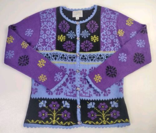 Alpaca Imports Ladies Medium Purple Black Whimsic… - image 1