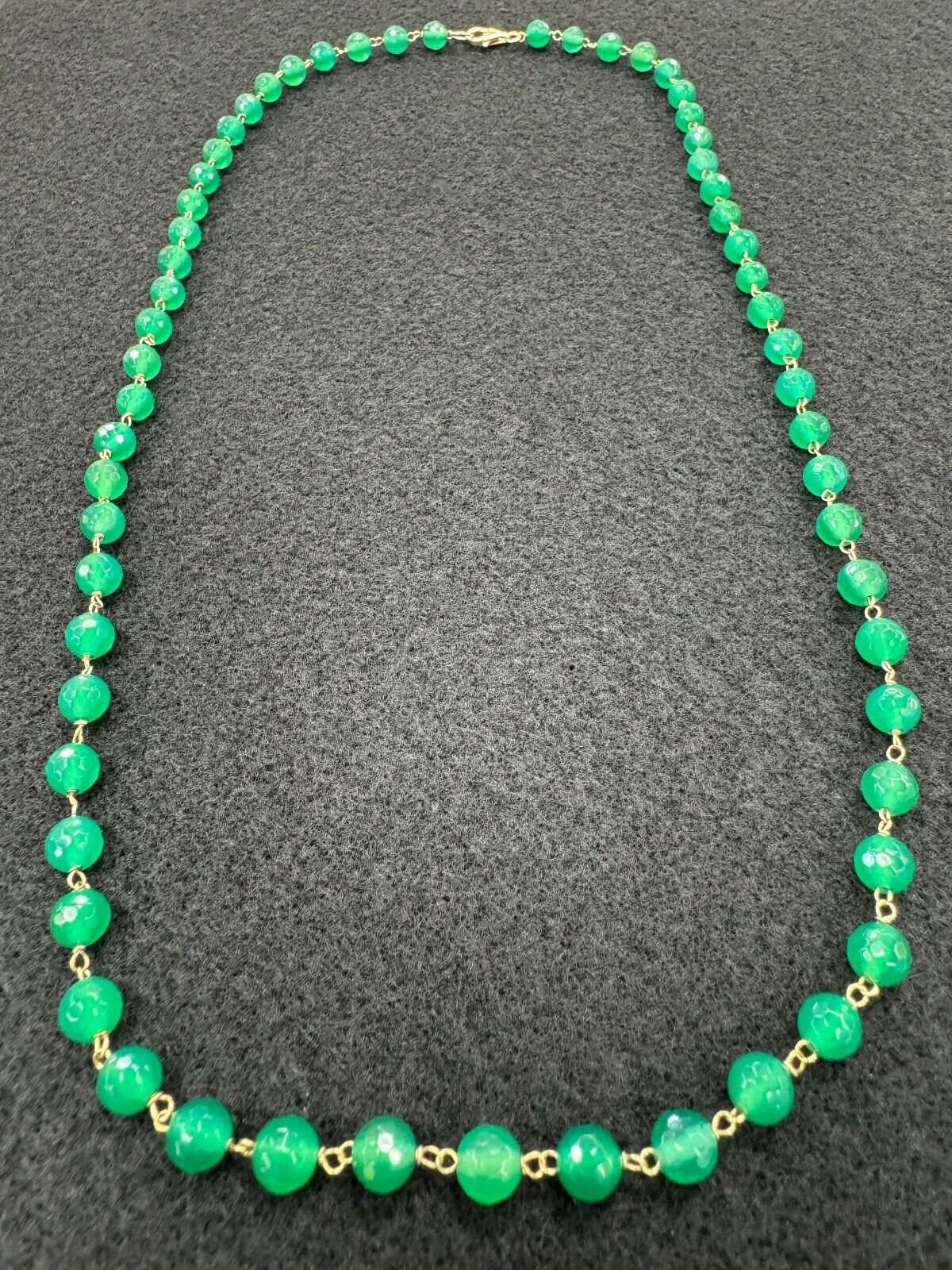 Technibond 23" Rose Cut Jade Necklace on  Gold Pl… - image 2