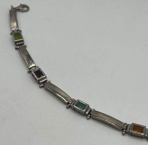 Multi-Stone Sterling Silver 925  Bracelet - image 1