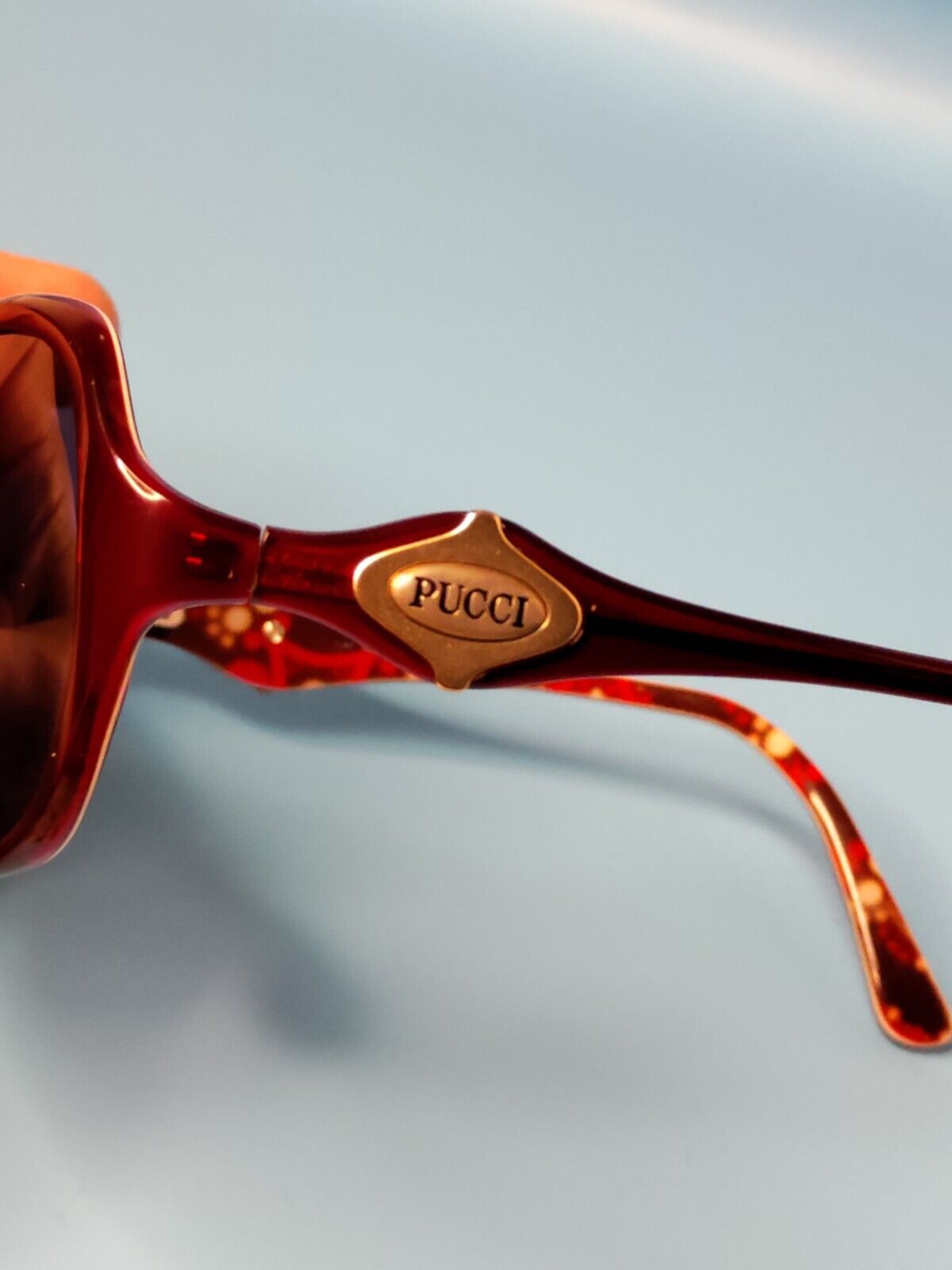 VINTAGE EMILIO PUCCI DARK RED ACETATE SUNGLASSES … - image 7