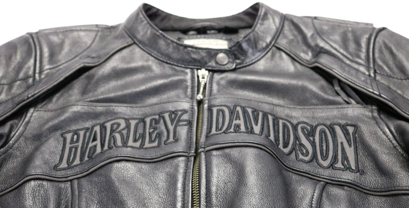 womens harley davidson jacket L black leather Wil… - image 8