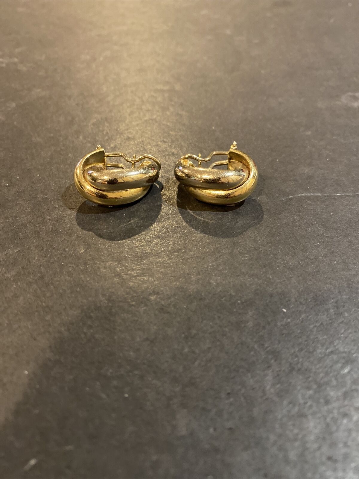 Signed AGSC 14k Yellow Gold Omega Back Earrings I… - image 3