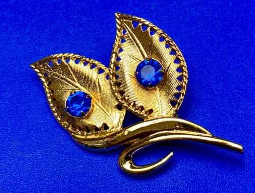 Celebrity Signed Vintage Brooch Flower With Blue … - image 1