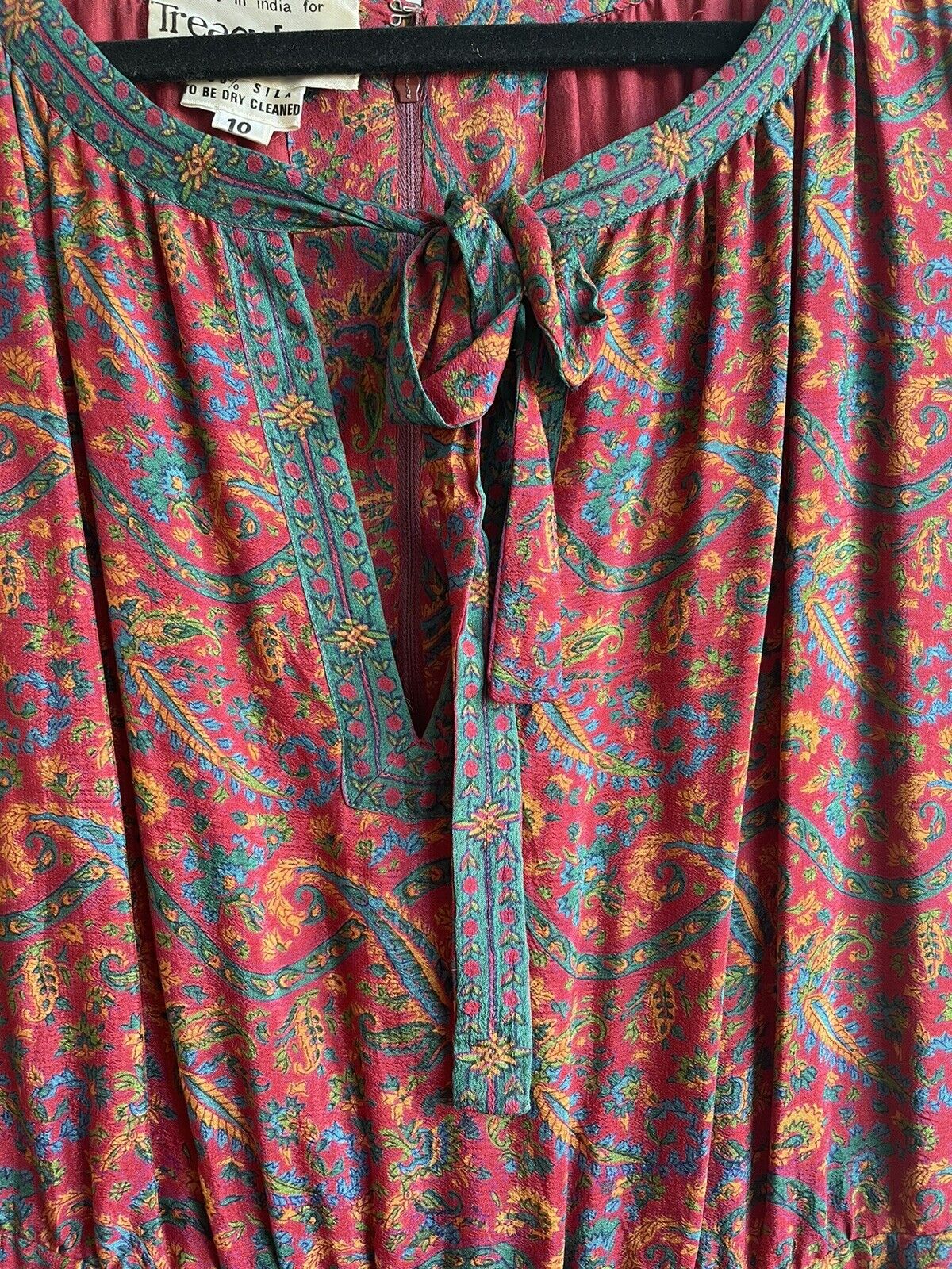 Vtg 1970s Treacy Lowe Rare Red Floral Tissue Silk… - image 4