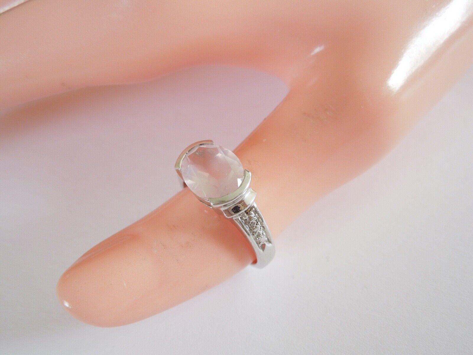 925 Sterling Silver Ring with Rose Quartz 3.6 g/S… - image 2